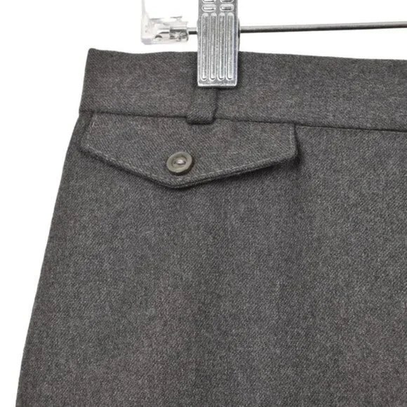Vintage Allure Wool Grey  Midi Skirt Pencil Front Slit Size Medium - Picture 4 of 10